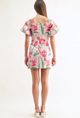 Adelyn Rae Esther Off-The-Shoulder Jacquard Mini Dress in Tulip Floral