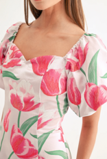 Adelyn Rae Esther Off-The-Shoulder Jacquard Mini Dress in Tulip Floral