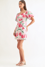 Adelyn Rae Esther Off-The-Shoulder Jacquard Mini Dress in Tulip Floral