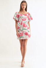 Adelyn Rae Esther Off-The-Shoulder Jacquard Mini Dress in Tulip Floral