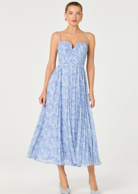 ASTR Bayley Floral Pleated Midi Dress