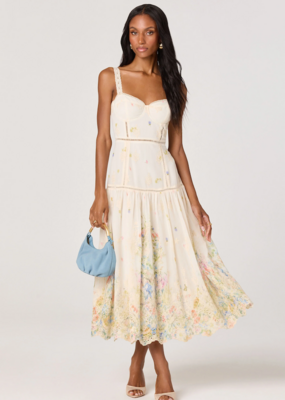 ASTR Pellagia Embroidered Eyelet Tiered Midi Dress