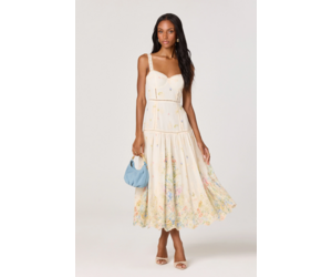 Pellagia Embroidered Eyelet Tiered Midi Dress