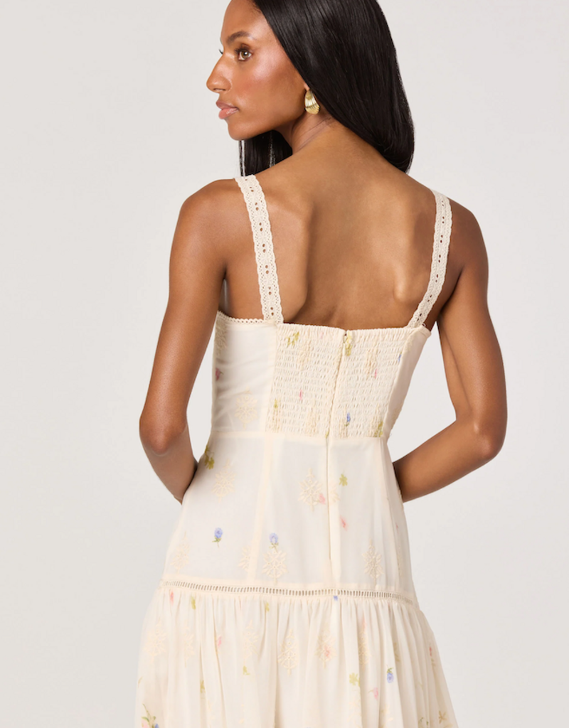 ASTR Pellagia Embroidered Eyelet Tiered Midi Dress