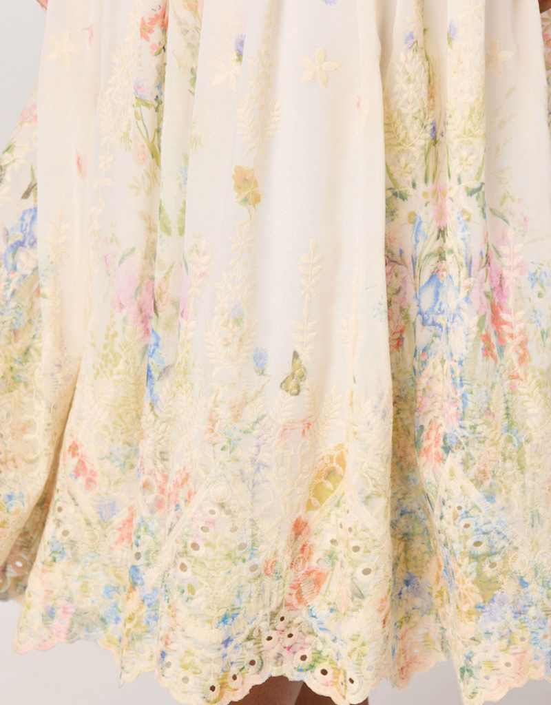 ASTR Pellagia Embroidered Eyelet Tiered Midi Dress