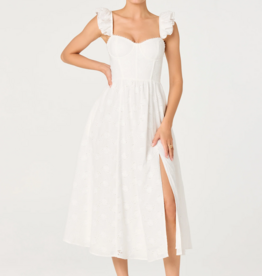 ASTR Wedelia Ruffle Strap Eyelet Corset Midi Dress in White