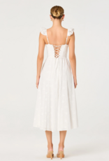 ASTR Wedelia Ruffle Strap Eyelet Corset Midi Dress in White