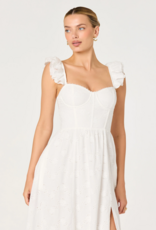 ASTR Wedelia Ruffle Strap Eyelet Corset Midi Dress in White