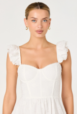 ASTR Wedelia Ruffle Strap Eyelet Corset Midi Dress in White