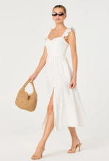 ASTR Wedelia Ruffle Strap Eyelet Corset Midi Dress in White