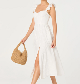 ASTR Wedelia Ruffle Strap Eyelet Corset Midi Dress in White