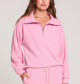 Saltwater Luxe Half Zip Seam Pullover in Petunia Pink
