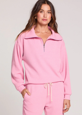 Saltwater Luxe Half Zip Seam Pullover in Petunia Pink