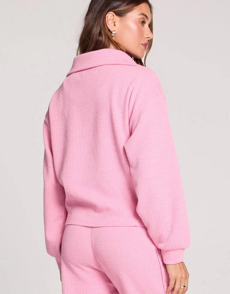 Saltwater Luxe Half Zip Seam Pullover in Petunia Pink