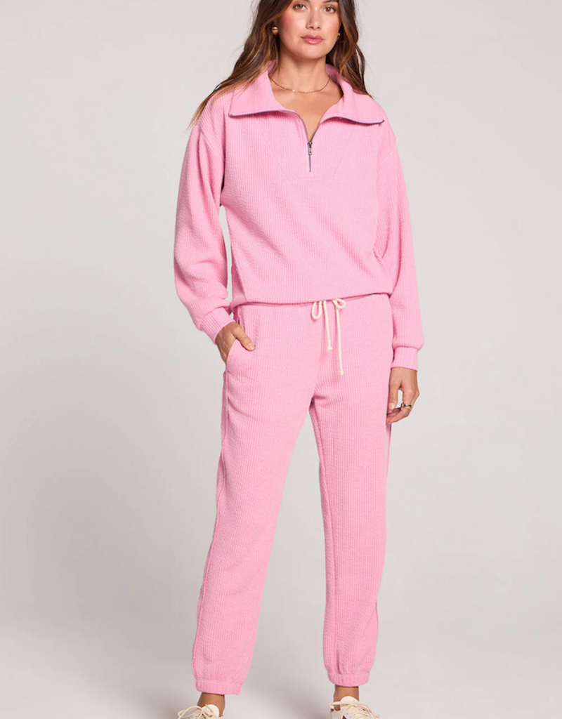 Saltwater Luxe Half Zip Seam Pullover in Petunia Pink