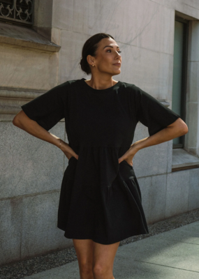 Brunette the Label Tiered Dress in Black