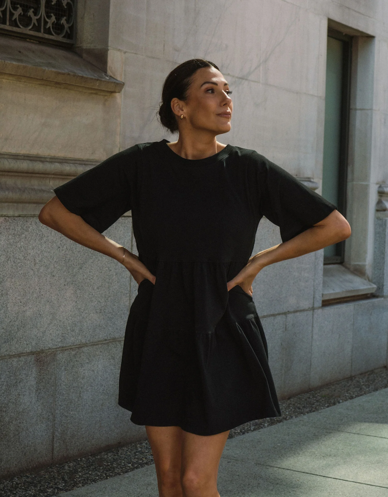Brunette the Label Tiered Dress in Black