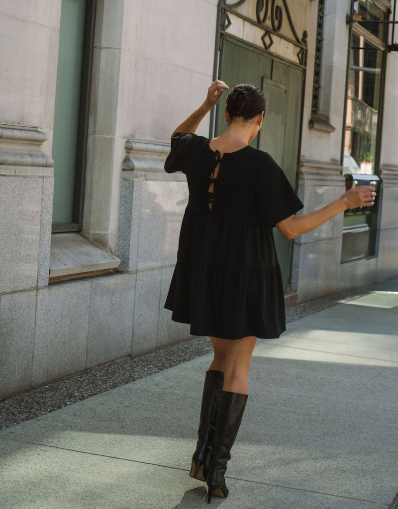 Brunette the Label Tiered Dress in Black