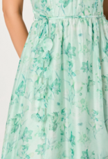 ASTR Halcyon 3D Flower Appliqué Midi Dress in Green Floral