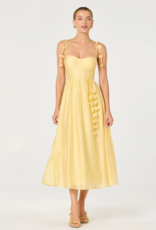 ASTR Halcyon 3D Flower Appliqué Midi Dress in Yellow