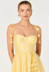 ASTR Halcyon 3D Flower Appliqué Midi Dress in Yellow