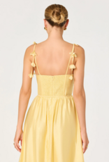 ASTR Halcyon 3D Flower Appliqué Midi Dress in Yellow