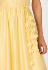 ASTR Halcyon 3D Flower Appliqué Midi Dress in Yellow