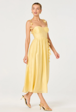 ASTR Halcyon 3D Flower Appliqué Midi Dress in Yellow