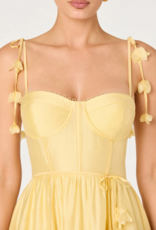 ASTR Halcyon 3D Flower Appliqué Midi Dress in Yellow