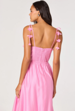 ASTR Halcyon 3D Flower Appliqué Midi Dress in Pink