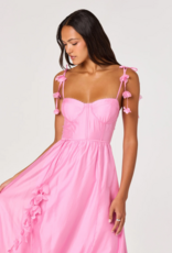 ASTR Halcyon 3D Flower Appliqué Midi Dress in Pink