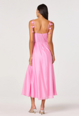 ASTR Halcyon 3D Flower Appliqué Midi Dress in Pink