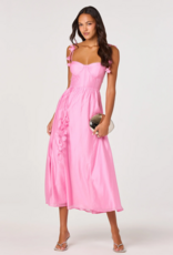 ASTR Halcyon 3D Flower Appliqué Midi Dress in Pink