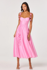 ASTR Halcyon 3D Flower Appliqué Midi Dress in Pink