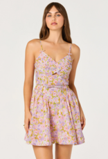 ASTR Isha Floral Sweetheart Mini Dress with Belt
