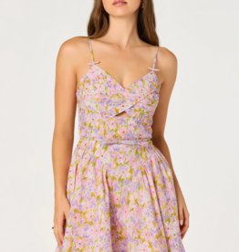 ASTR Isha Floral Sweetheart Mini Dress with Belt