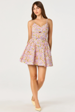 ASTR Isha Floral Sweetheart Mini Dress with Belt
