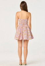 ASTR Isha Floral Sweetheart Mini Dress with Belt