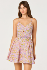 ASTR Isha Floral Sweetheart Mini Dress with Belt