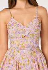 ASTR Isha Floral Sweetheart Mini Dress with Belt