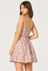 ASTR Isha Floral Sweetheart Mini Dress with Belt
