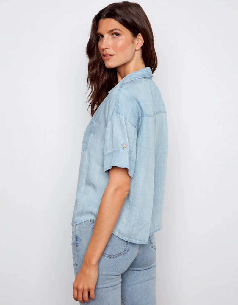 Charlie B Conchita Short Sleeve Button-Front Blouse