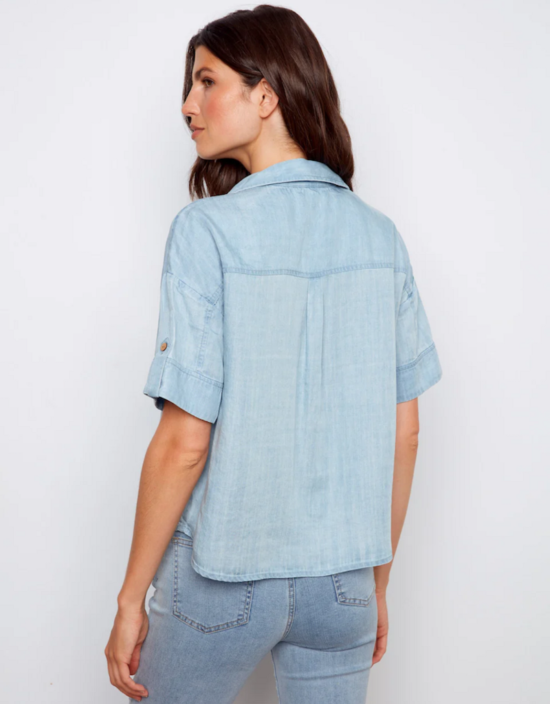 Charlie B Conchita Short Sleeve Button-Front Blouse
