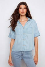 Charlie B Conchita Short Sleeve Button-Front Blouse