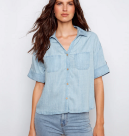 Charlie B Conchita Short Sleeve Button-Front Blouse