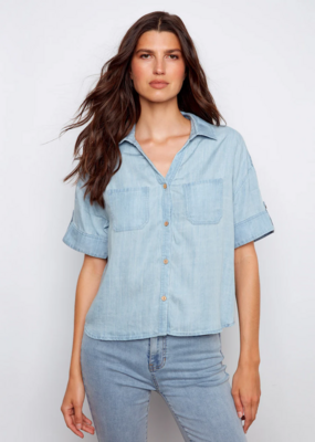 Charlie B Conchita Short Sleeve Button-Front Blouse