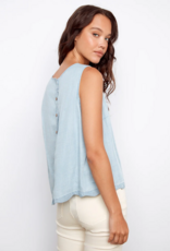 Charlie B Nan Scallop Hem Sleeveless Top with Back Decorative Buttons