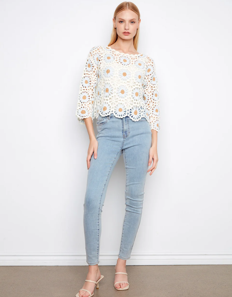 Charlie B Jean Flower Crochet Sweater