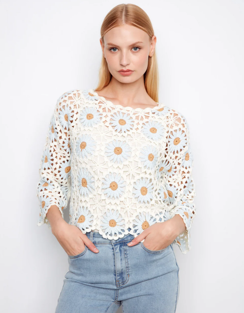 Charlie B Jean Flower Crochet Sweater