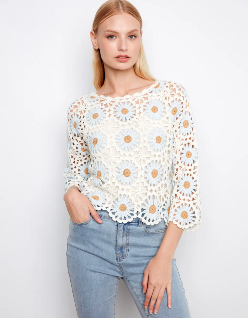 Charlie B Jean Flower Crochet Sweater